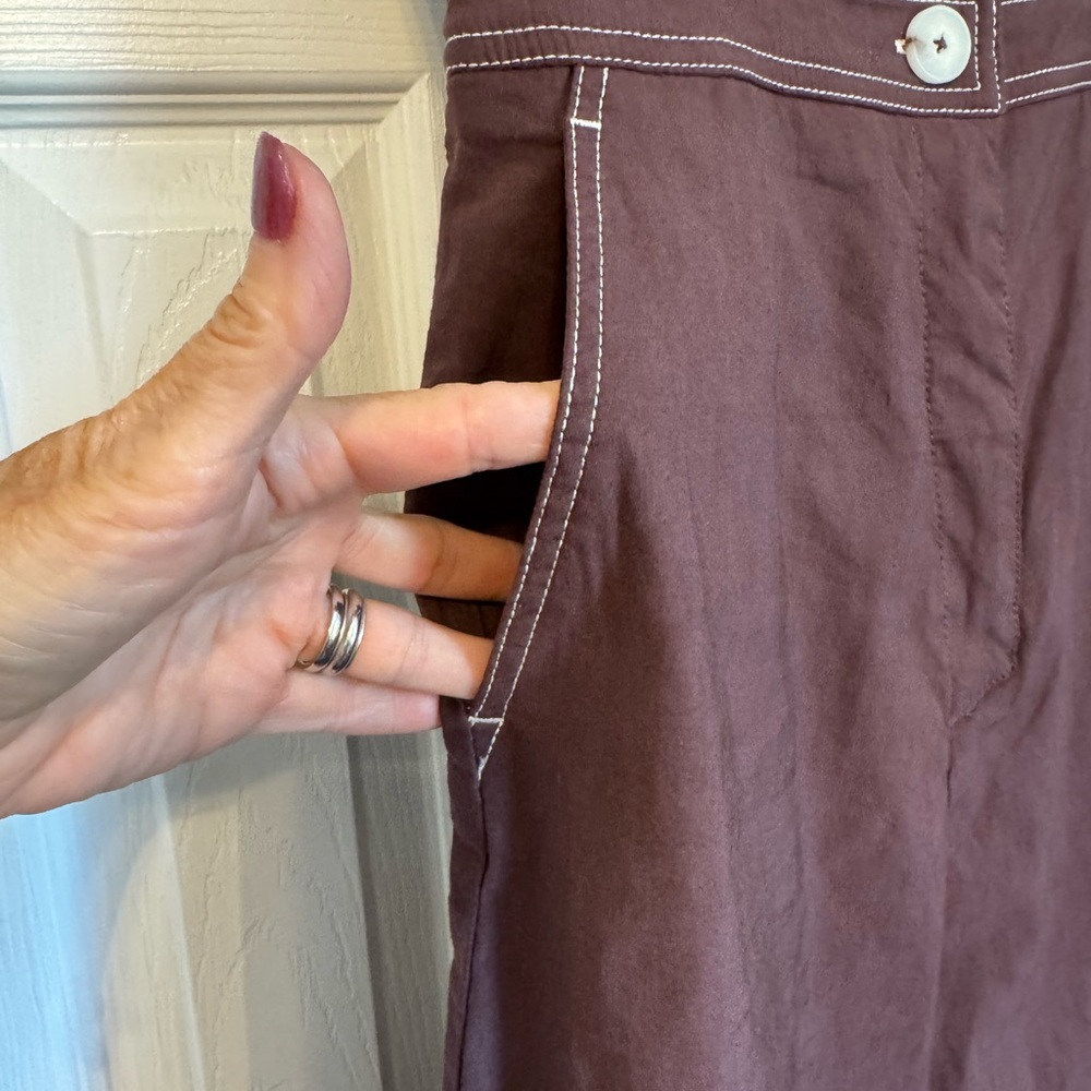 Maeve by Anthropologie Chic Brown Button-Front Bodice Jumpsuit Size 0 Wide Leg - Picture 5 of 14